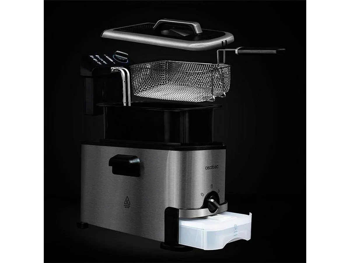 Freidora con Depósito CleanFry 3000 ProFilter. Potencia 2000 W, 3 litros de Capacidad, Sistema ProFilter para extraer y filtrar el Aceite, Apta para el lavavajillas