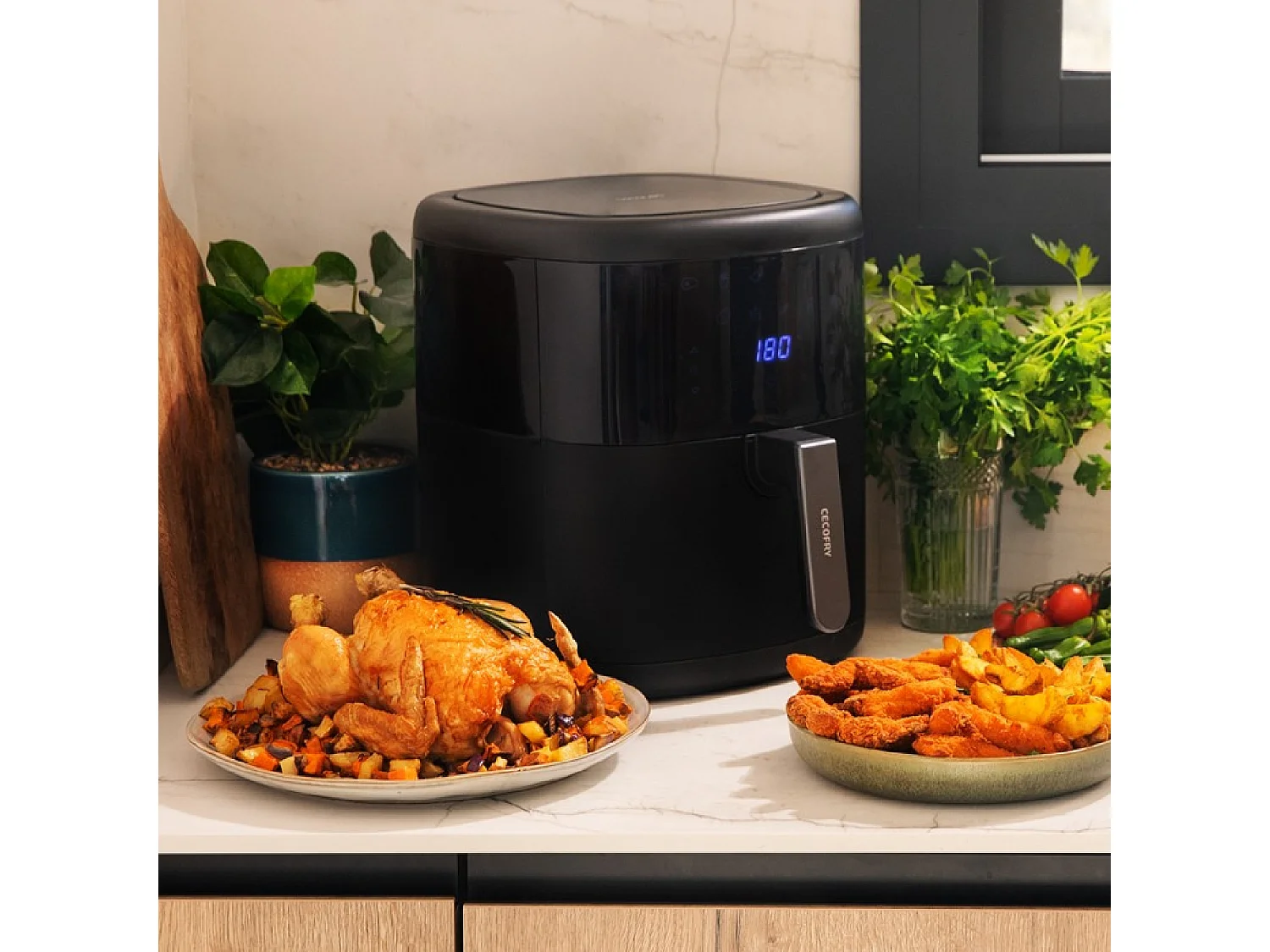 Freidora de aire Cecotec Cecofry Bombastik 6000 1700W 6L 12 modos de cocinado negro