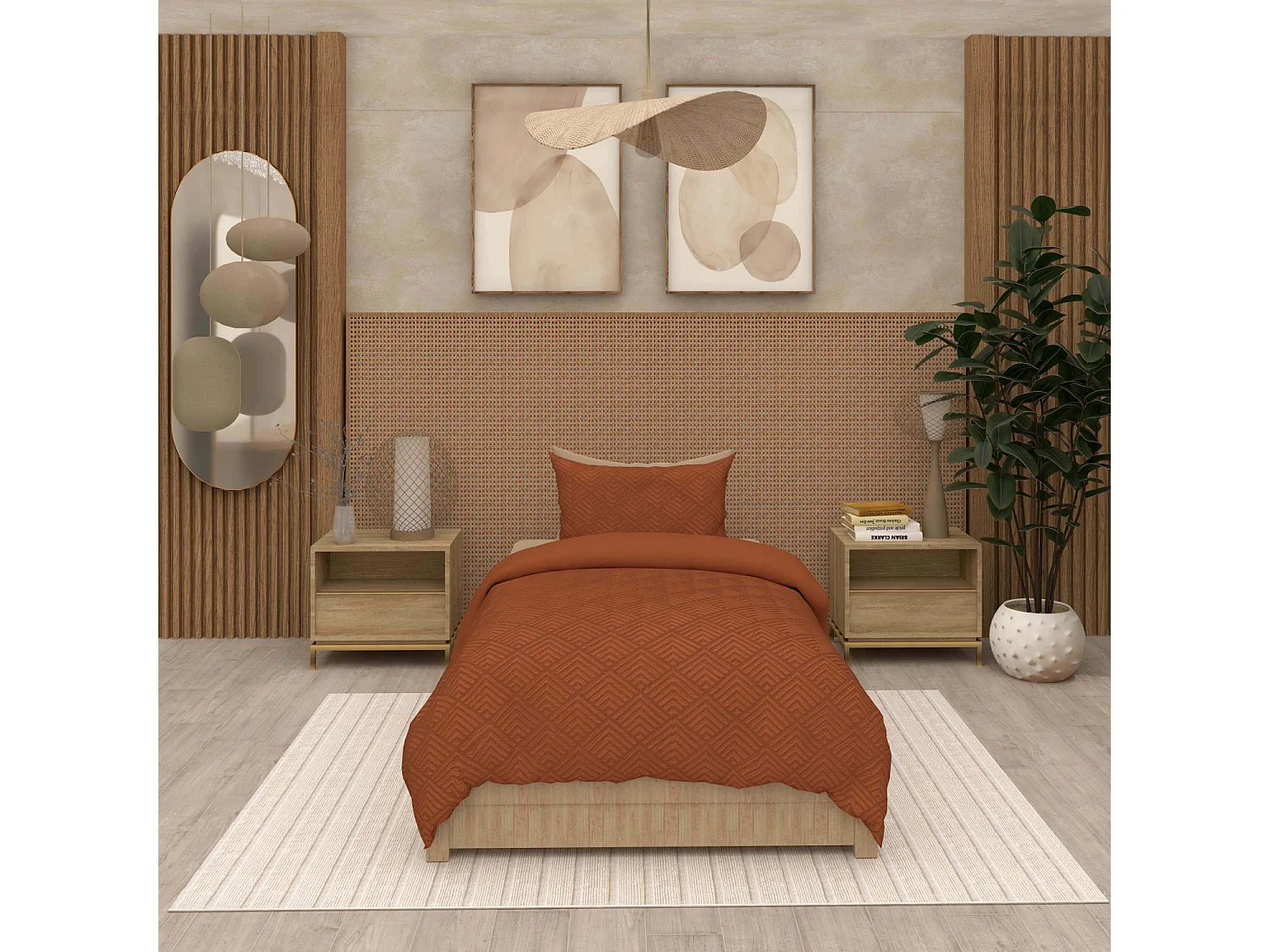 Juego de funda nórdica de microfibra 3D 140x200 cm GAIA terra, de Soleil d'Ocre
