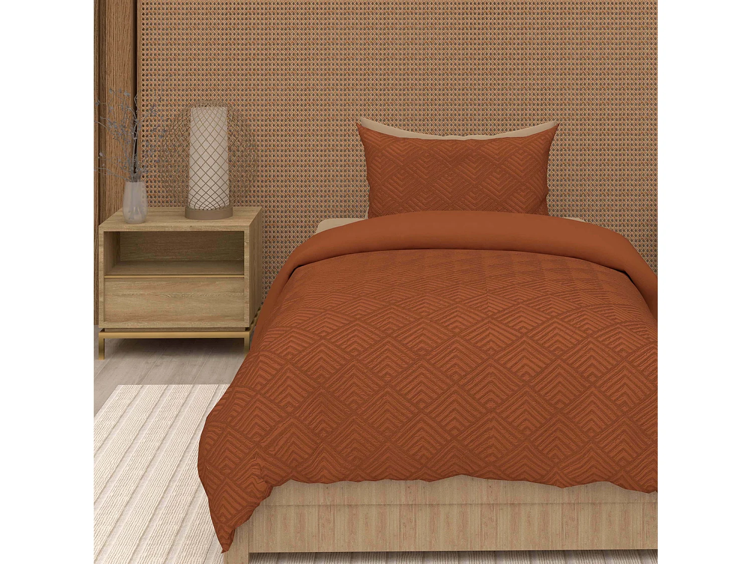 Juego de funda nórdica de microfibra 3D 140x200 cm GAIA terra, por Soleil d'Ocre