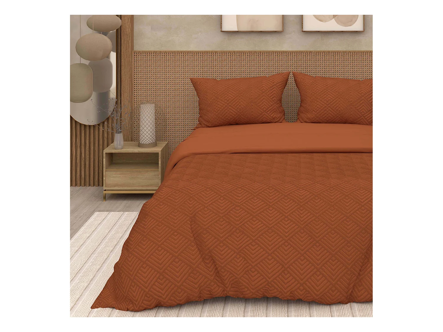 Juego de funda nórdica de microfibra 3D 240x220 cm GAIA negro, de Soleil d'Ocre