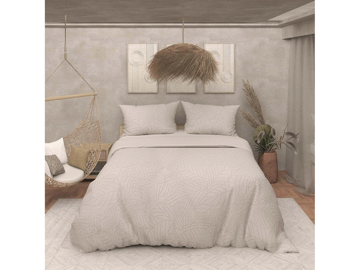 Parure housse de couette 3D microfibre 240x220 cm MAYA lin, par Soleil d'Ocre