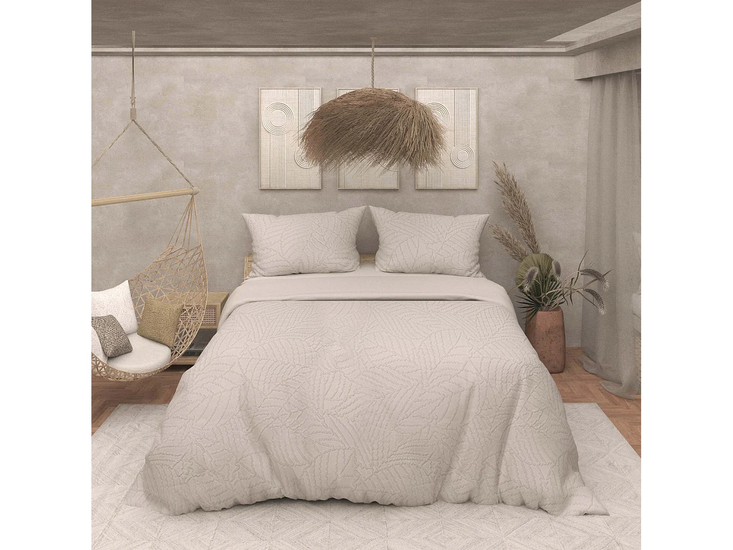 Parure housse de couette 3D microfibre 240x220 cm MAYA lin, par Soleil d'Ocre