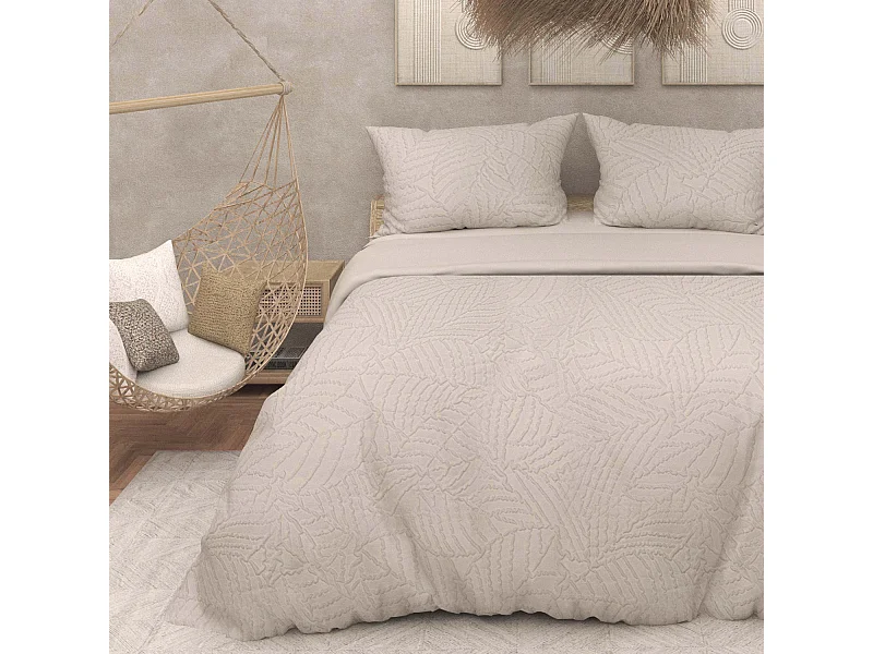 Parure housse de couette 3D microfibre 240x220 cm MAYA lin, par Soleil d'Ocre