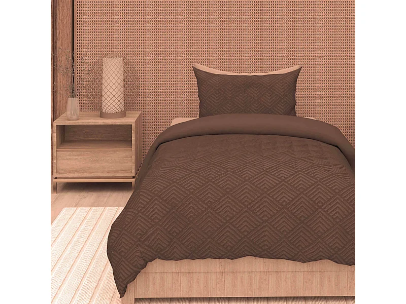 Juego de funda nórdica de microfibra 3D 140x200 cm GAIA marrón, de Soleil d'Ocre