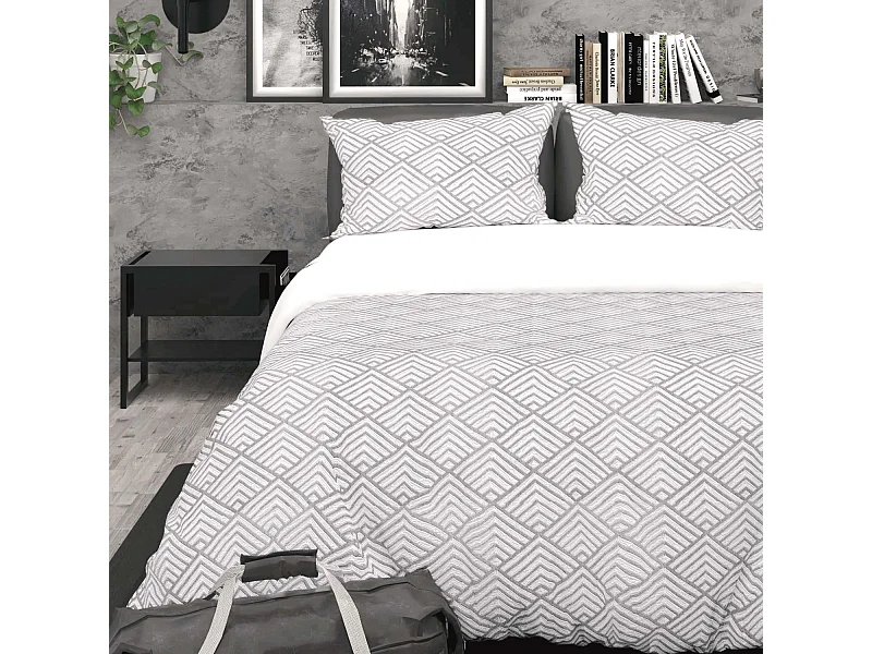 Juego de funda nórdica de microfibra 3D 240x220 cm LAYA gris, de Soleil d'Ocre