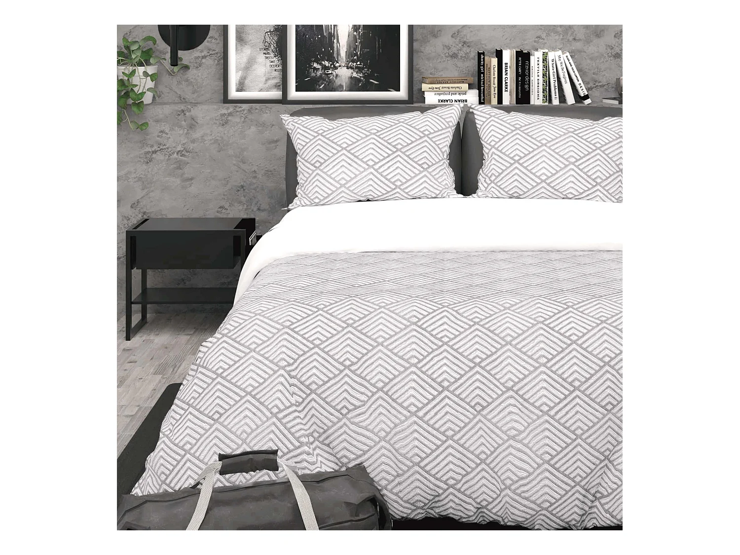 Parure housse de couette 3D microfibre 240x220 cm LAYA gris, par Soleil d'Ocre