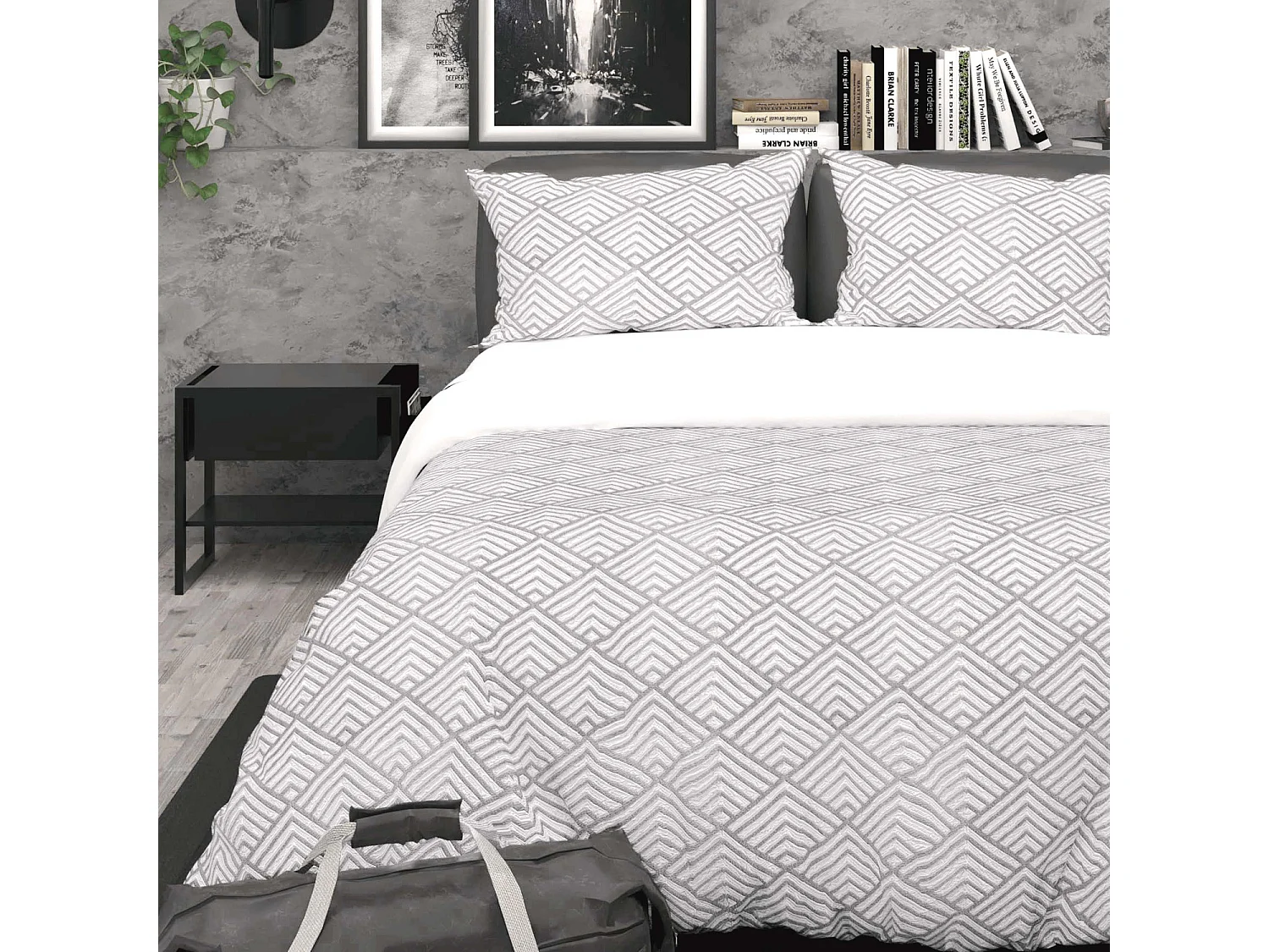 Parure housse de couette 3D microfibre 240x220 cm LAYA gris, par Soleil d'Ocre