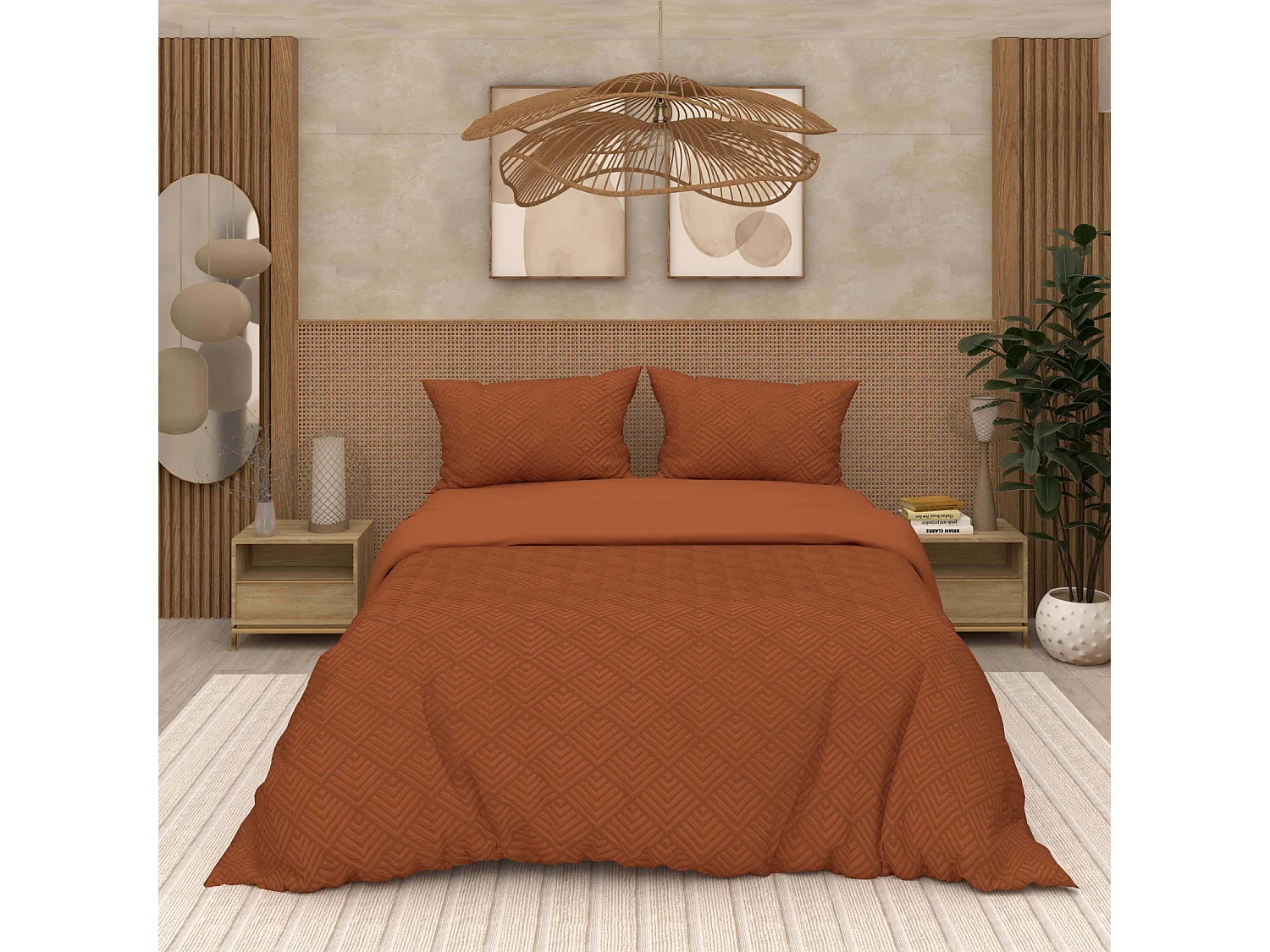 Juego de funda nórdica de microfibra 3D 240x220 cm GAIA terra, por Soleil d'Ocre