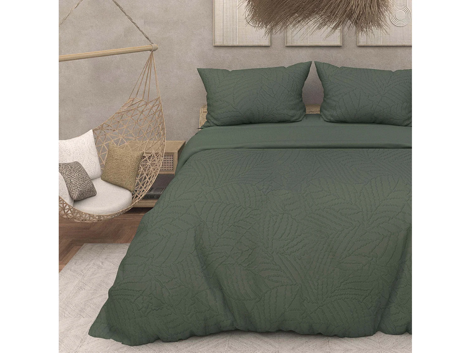 Juego de funda nórdica de microfibra 3D 240x220 cm MAYA caqui, por Soleil d'Ocre