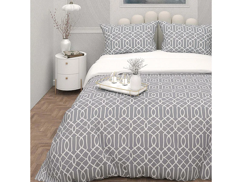 Parure housse de couette 3D microfibre 240x220 cm ANYA gris, par Soleil d'Ocre