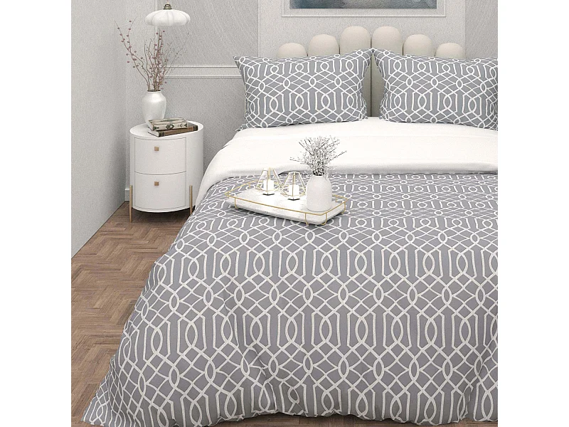 Juego de funda nórdica de microfibra 3D 240x220 cm ANYA gris, por Soleil d'Ocre