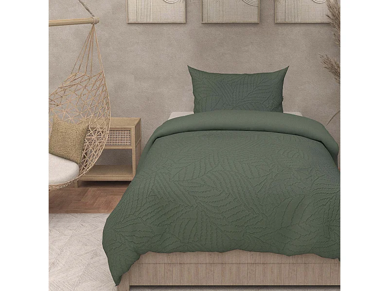 Juego de funda nórdica de microfibra 3D 140x200 cm MAYA caqui, de Soleil d'Ocre