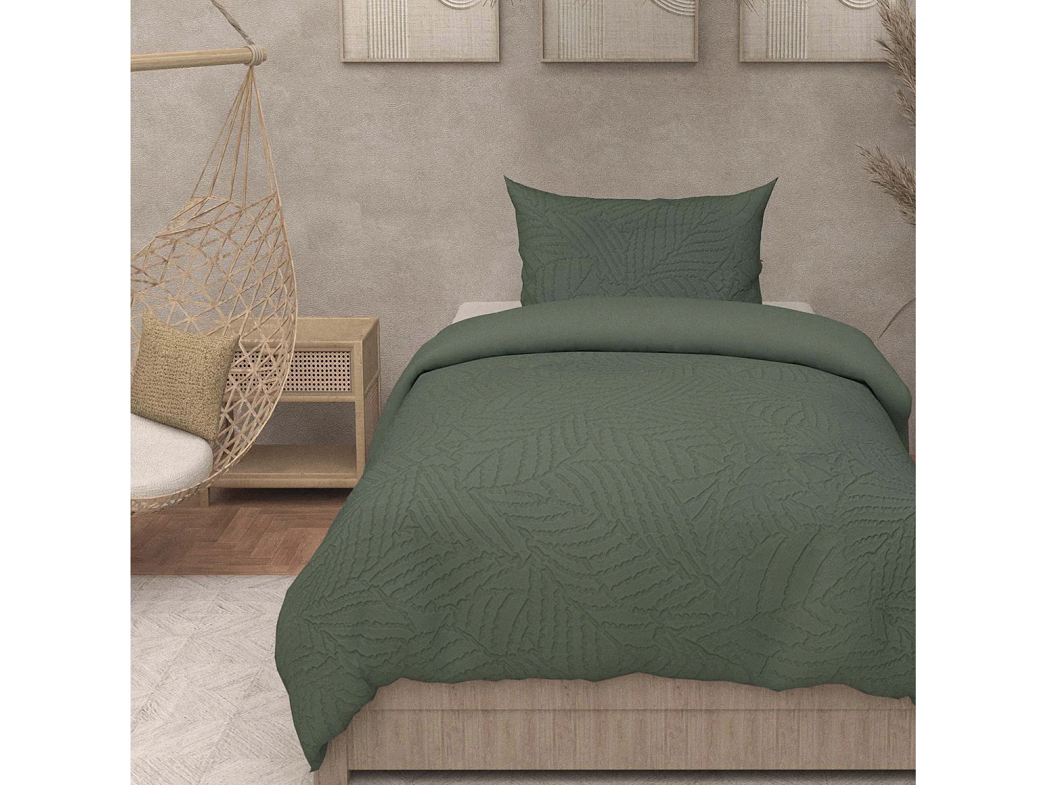 Parure housse de couette 3D microfibre 240x220 cm GAIA brun, par Soleil d'Ocre