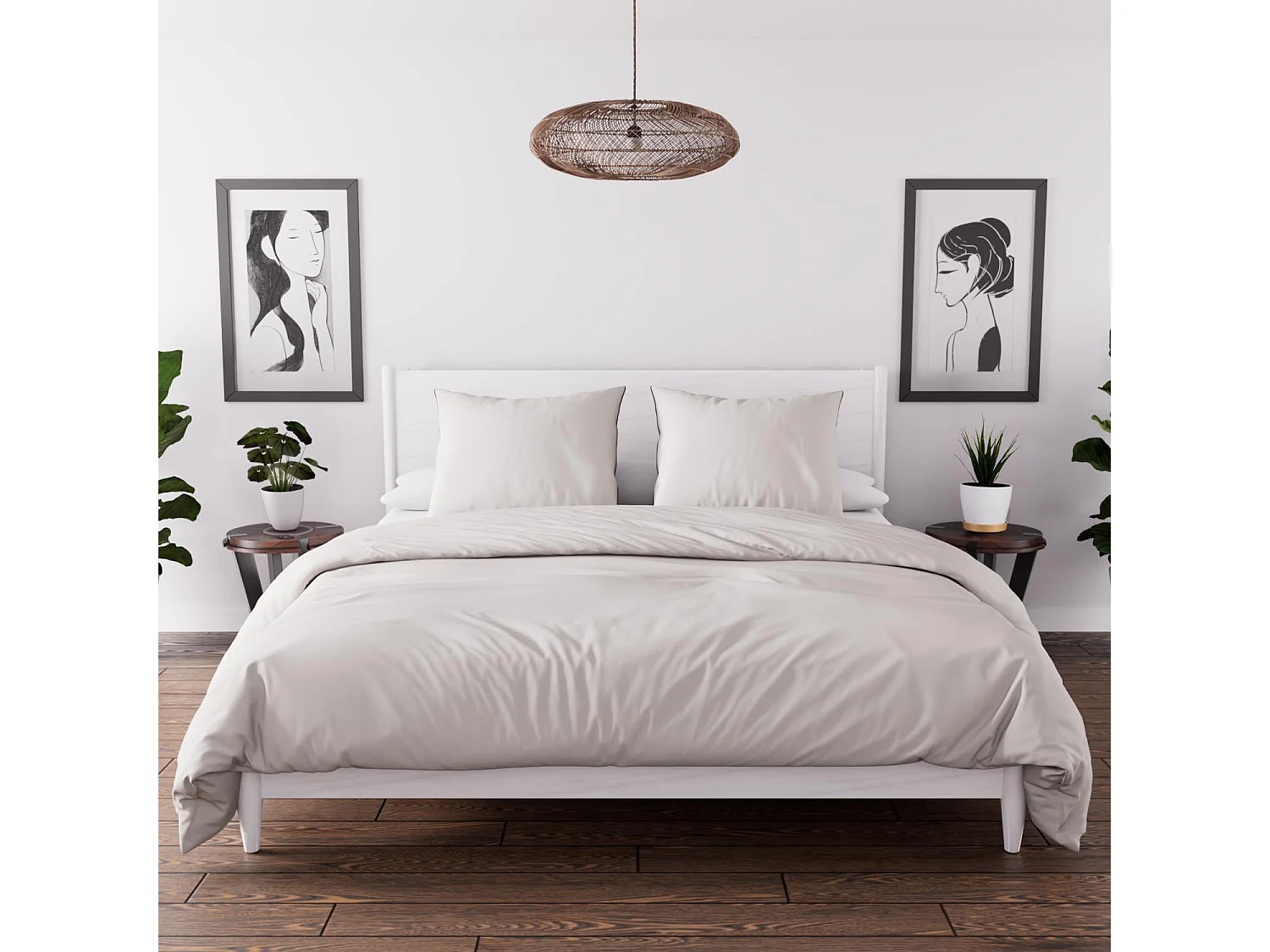 Parure housse de couette en microfibre lavée 260x240 cm BOHEME lin, par Soleil d'Ocre