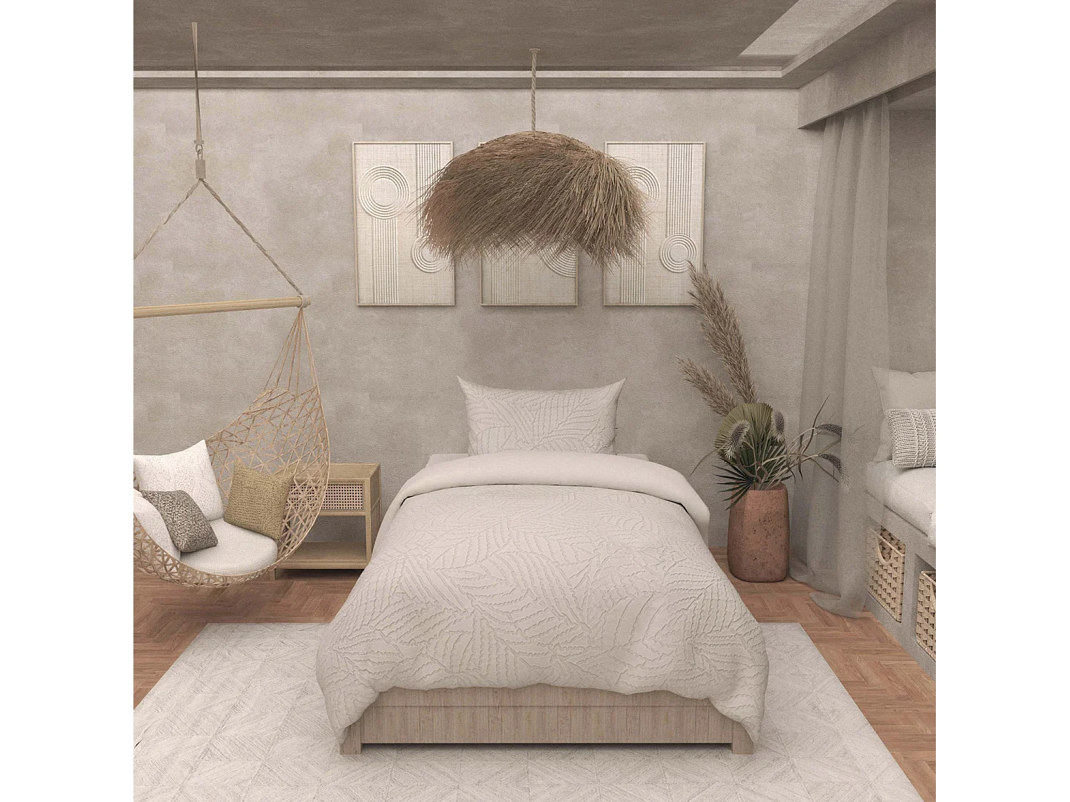 Juego de funda nórdica de microfibra 3D 140x200 cm lino MAYA, por Soleil d'Ocre