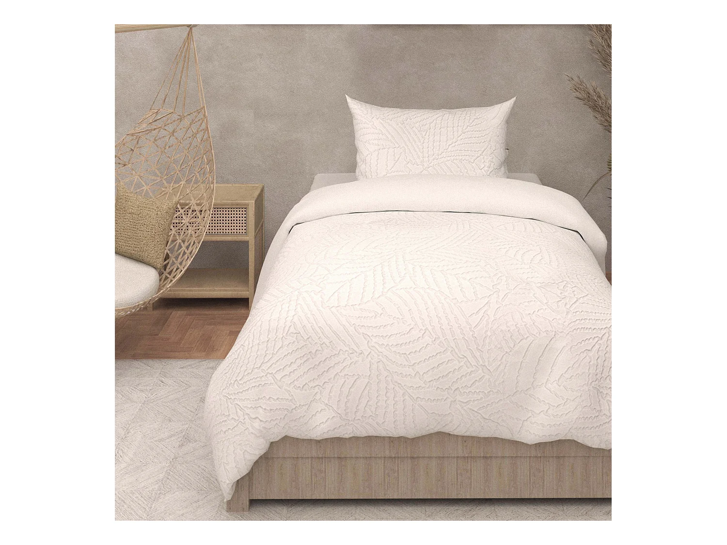 Parure housse de couette 3D microfibre 140x200 cm MAYA blanc, par Soleil d'Ocre
