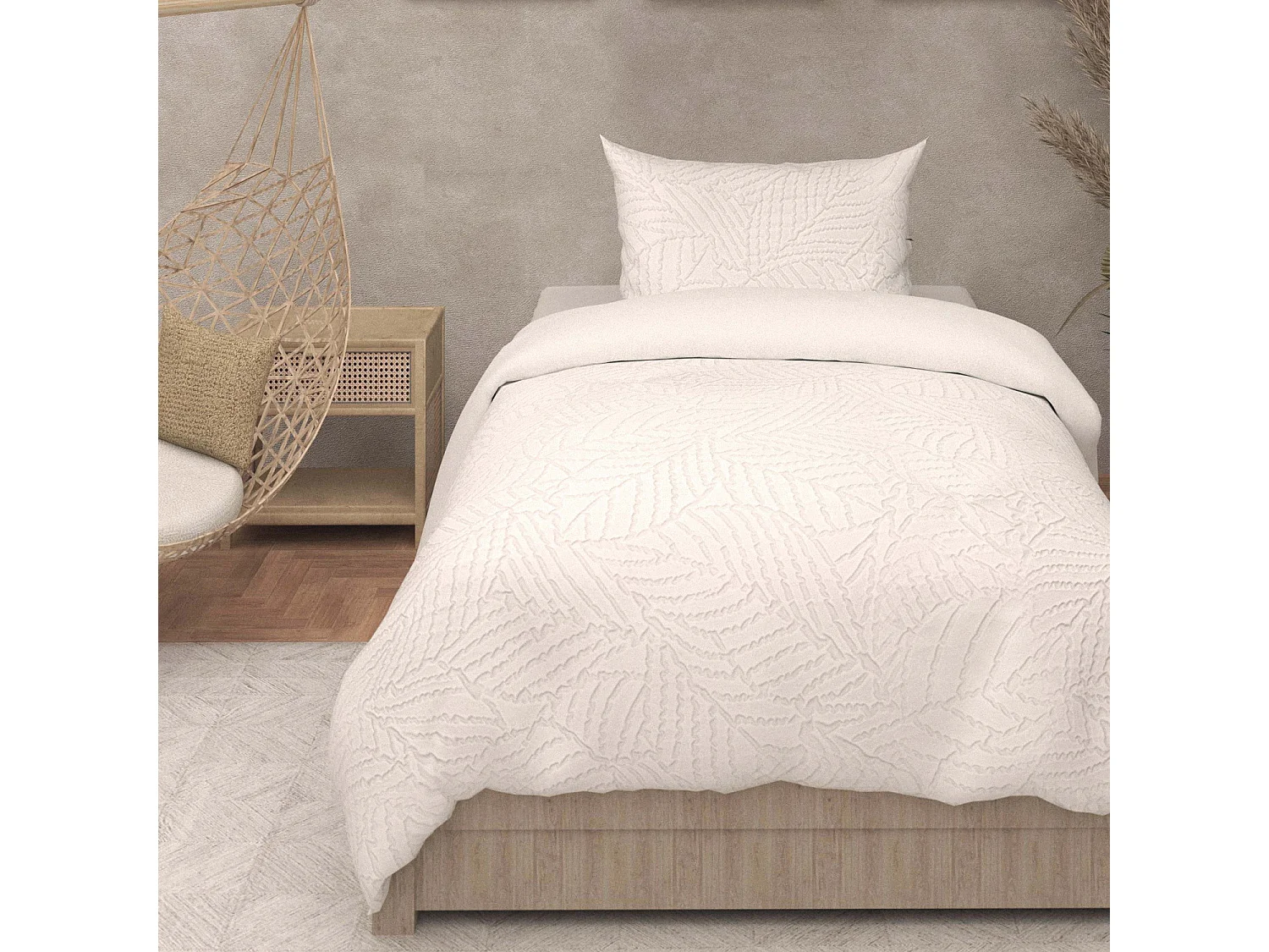 Parure housse de couette 3D microfibre 140x200 cm MAYA blanc, par Soleil d'Ocre