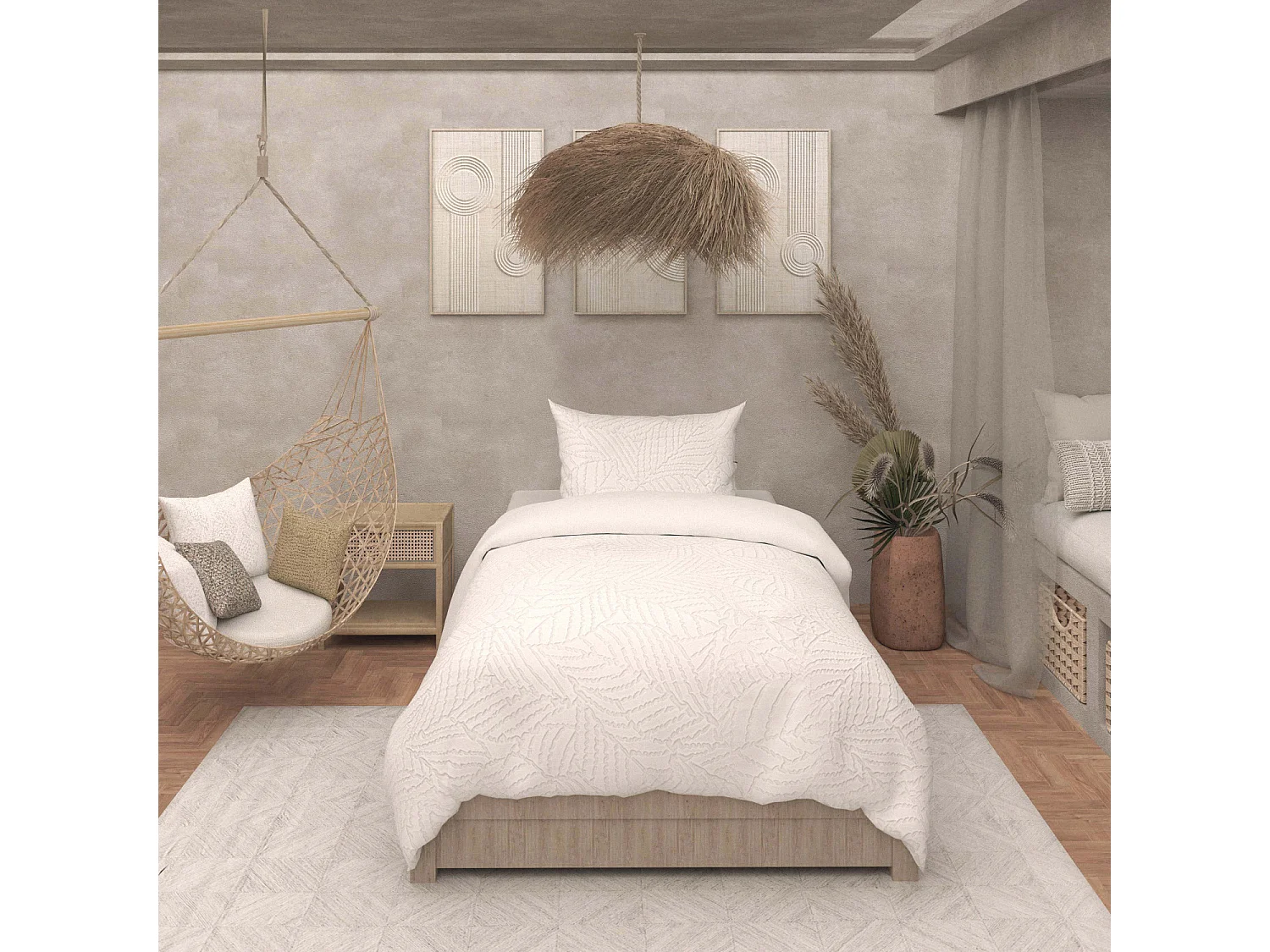 Juego de funda nórdica de microfibra 3D 140x200 cm MAYA blanco, por Soleil d'Ocre