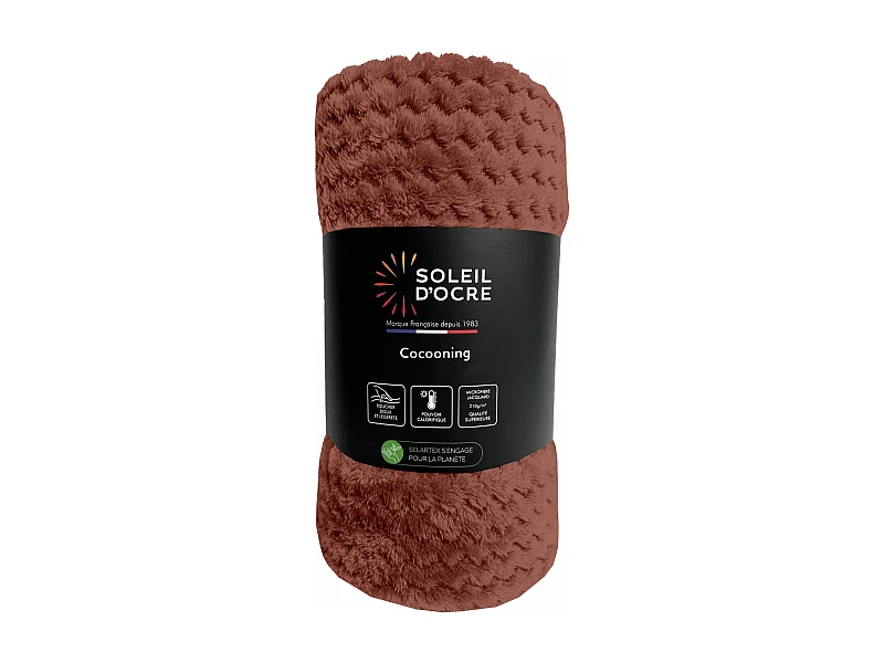 Couverture, plaid 180x220 cm COCOONING brique, par Soleil d'ocre