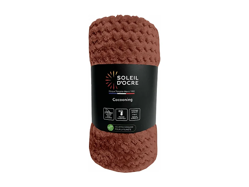 Couverture, plaid 220x240 cm COCOONING brique, par Soleil d'ocre