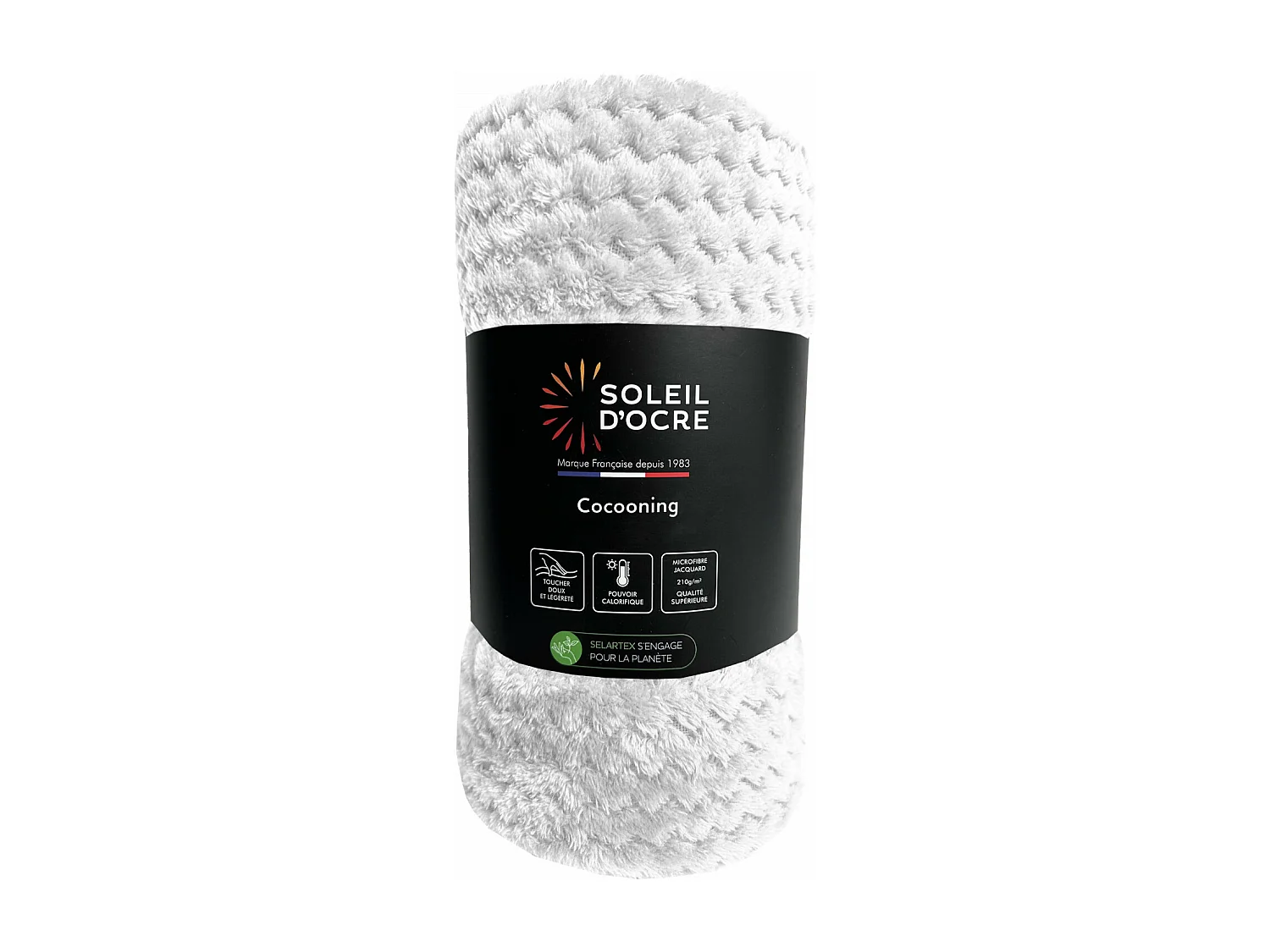 Couverture, plaid 220x240 cm COCOONING ecru, par Soleil d'ocre