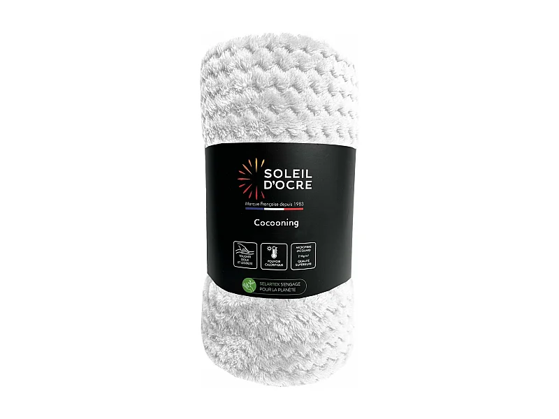 Couverture, plaid 220x240 cm COCOONING ecru, par Soleil d'ocre