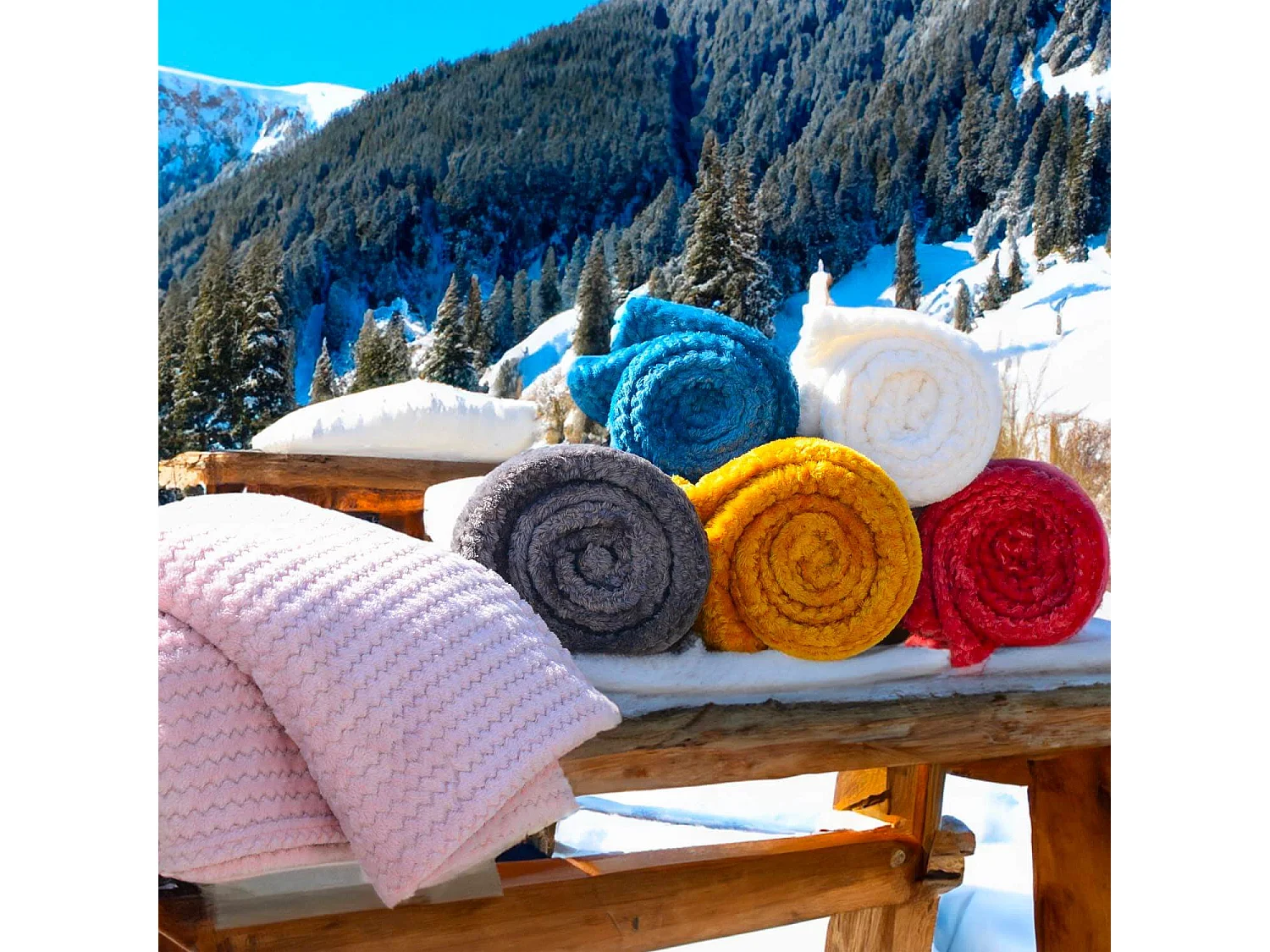 Couverture, plaid 180x220 cm COCOONING ecru, par Soleil d'ocre