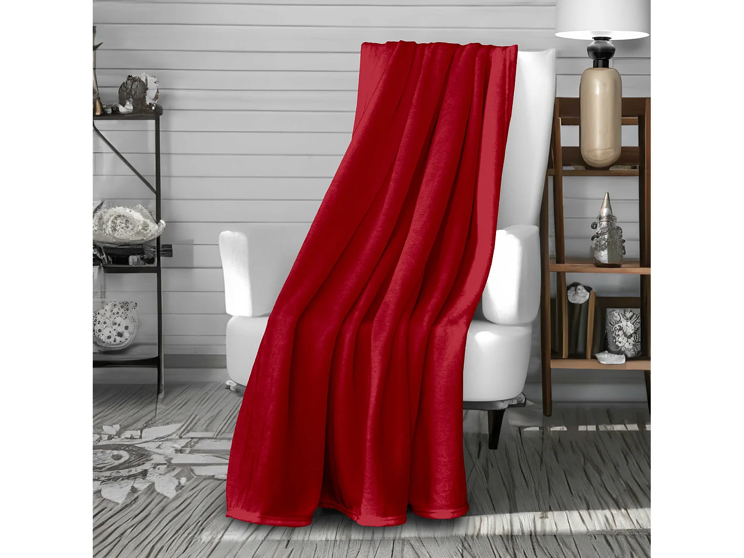 Manta de franela 180x220 cm CALIN rojo, por Soleil d'Ocre