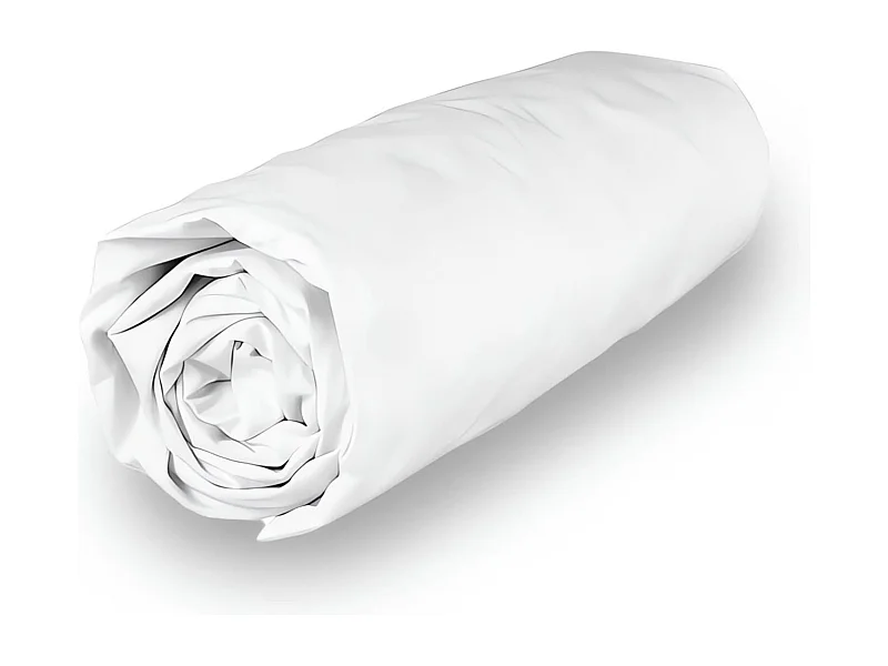 Sábana bajera de polialgodón 90x190 cm PERCALE blanco, por Soleil d'ocre