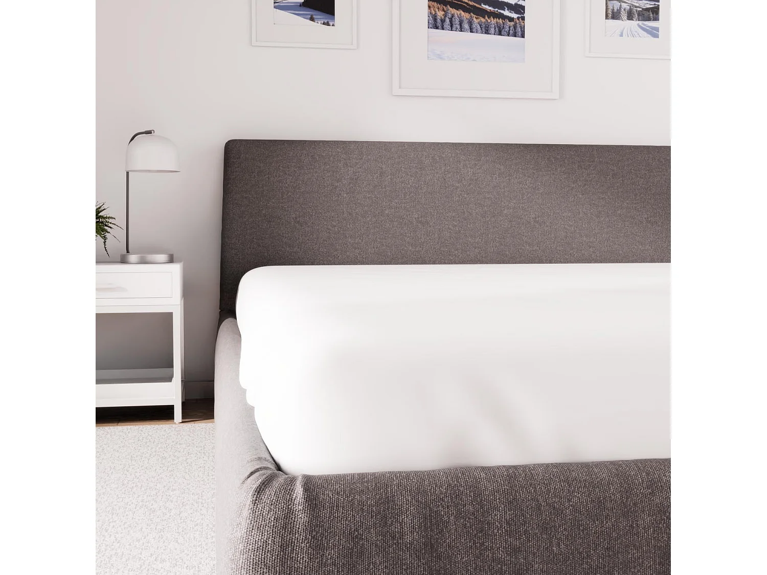 Drap housse en polycoton 180x200 cm PERCALE blanc, par Soleil d'ocre