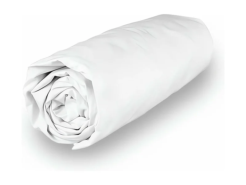 Drap housse en polycoton 200x200 cm PERCALE blanc, par Soleil d'ocre