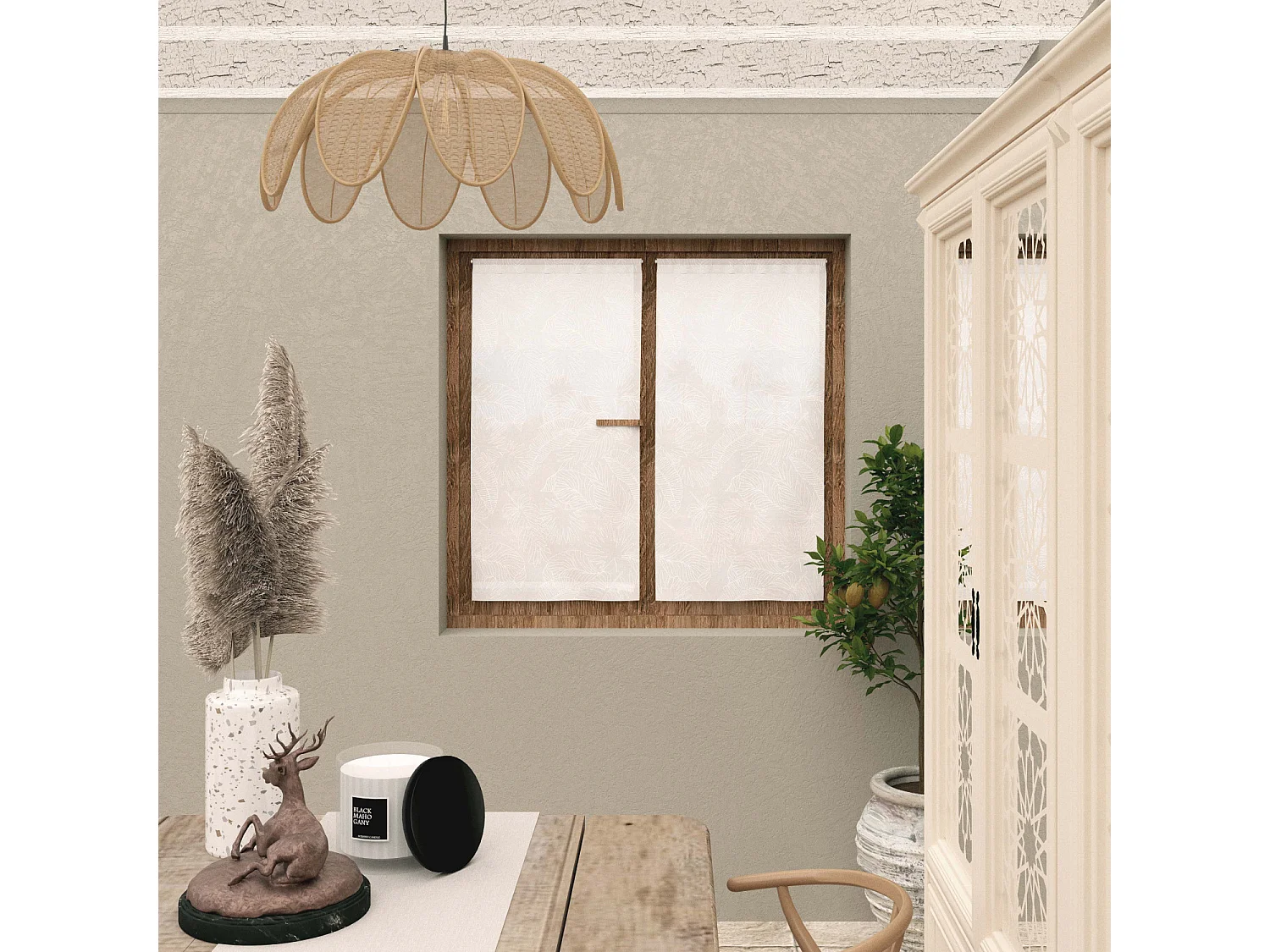 Paire de brise bise 60x120 cm CELIA blanc, par Soleil d'Ocre