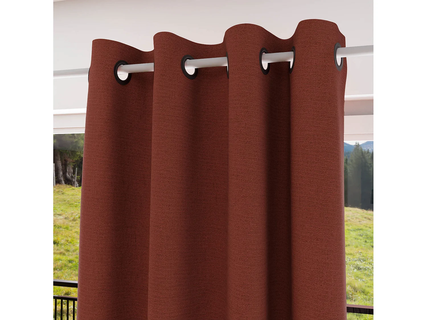 Cortina con ojales aislante y 100% Blackout 135x300 cm ECLIPSE ladrillo, de Soleil d'ocre
