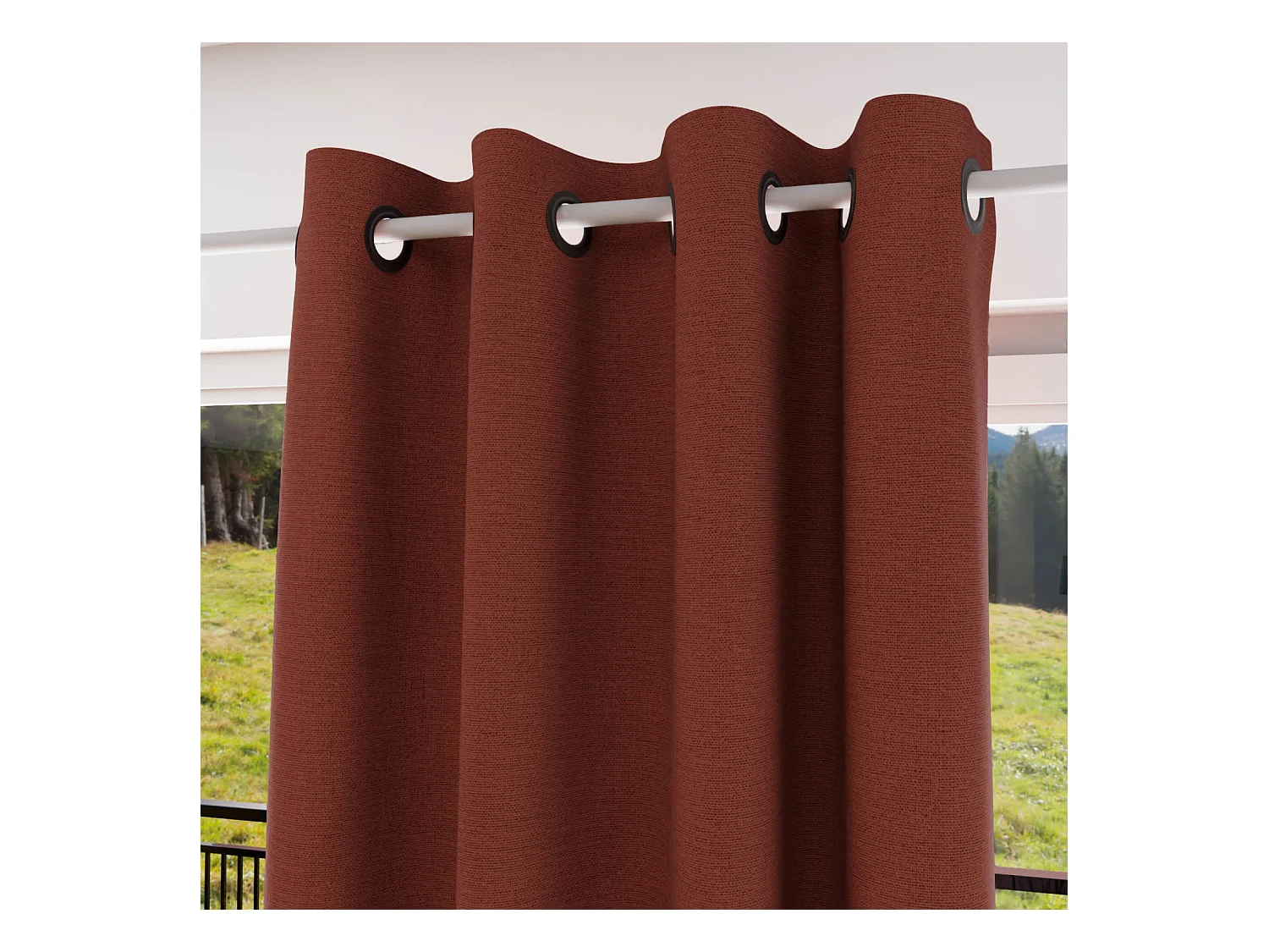 Cortina con ojales aislante y 100% Blackout 135x300 cm ECLIPSE ladrillo, de Soleil d'ocre