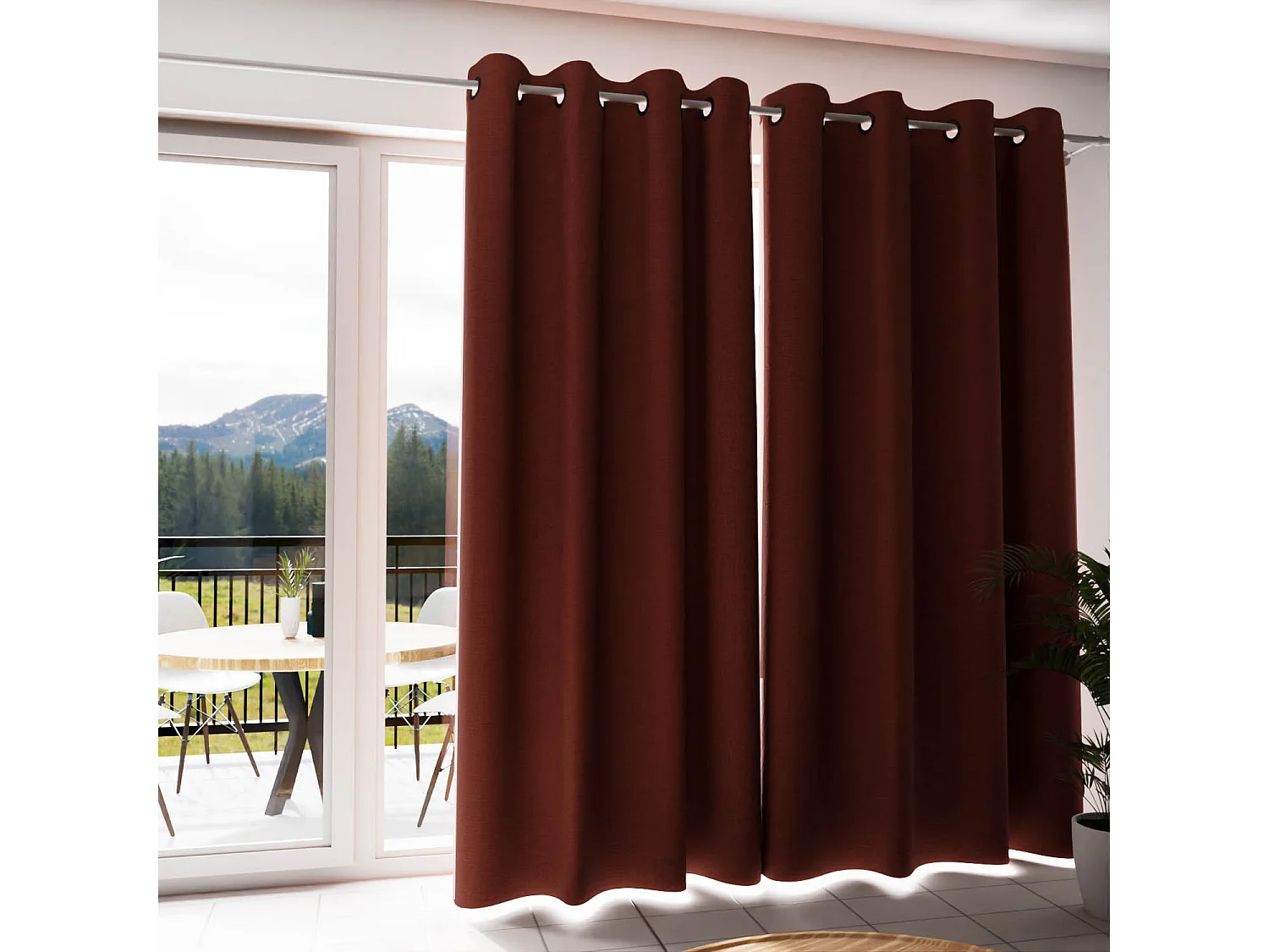 Cortina con ojales aislante y 100% Blackout 135x300 cm ECLIPSE ladrillo, por Soleil d'ocre