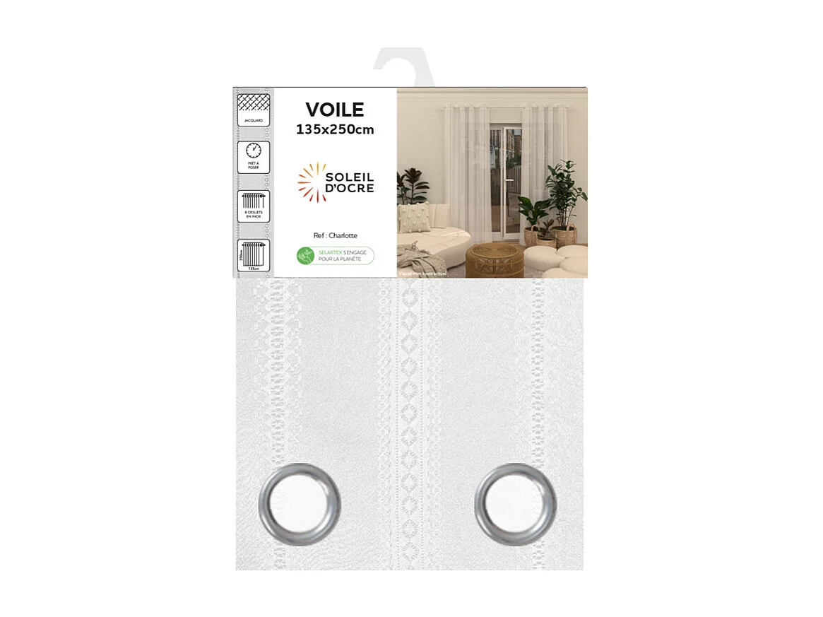Voile à oeillets 135x250 cm CHARLOTTE, par Soleil d'Ocre