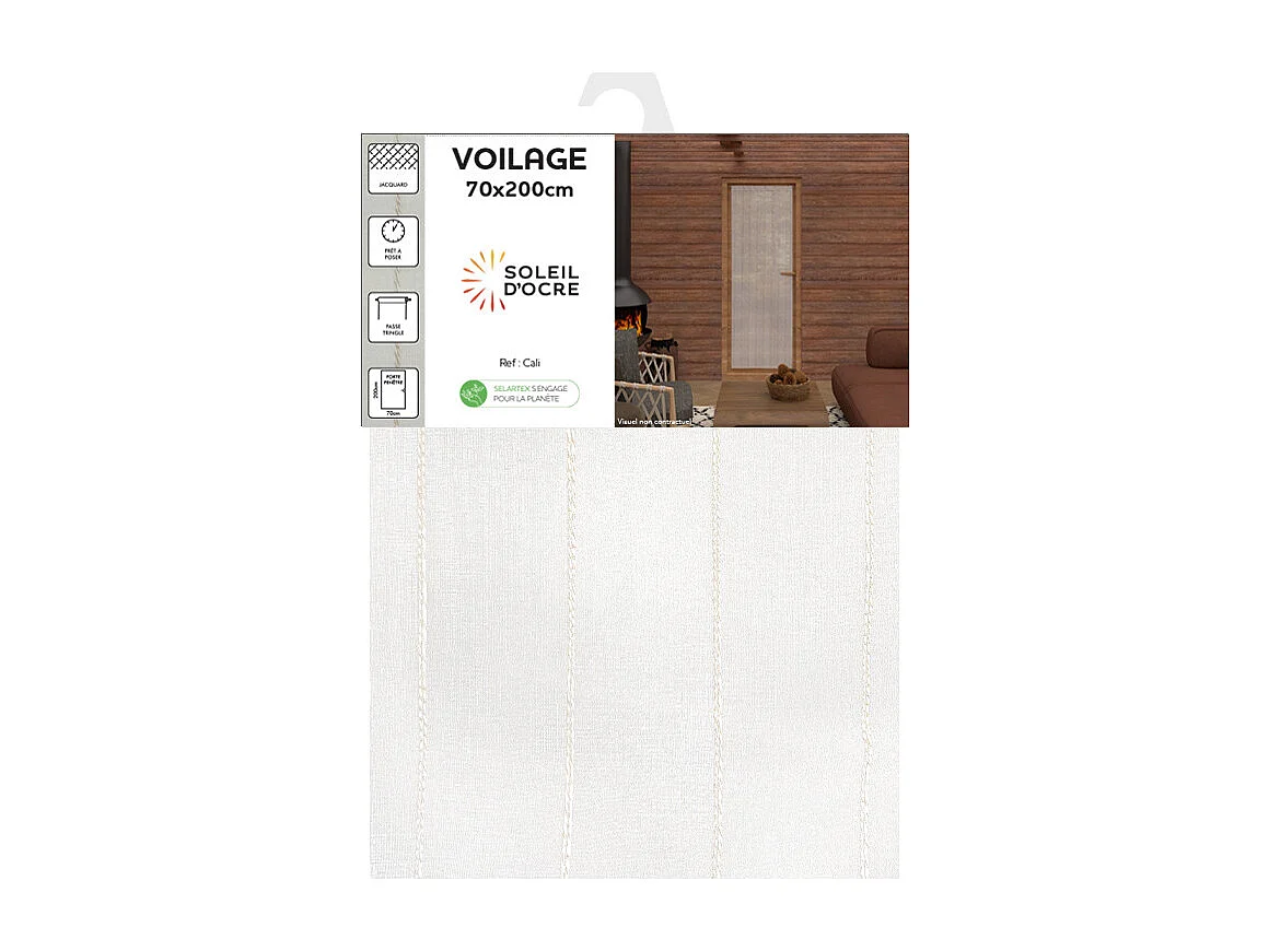 Voilage porte-fenêtre 70x200 cm CALI, par Soleil d'Ocre