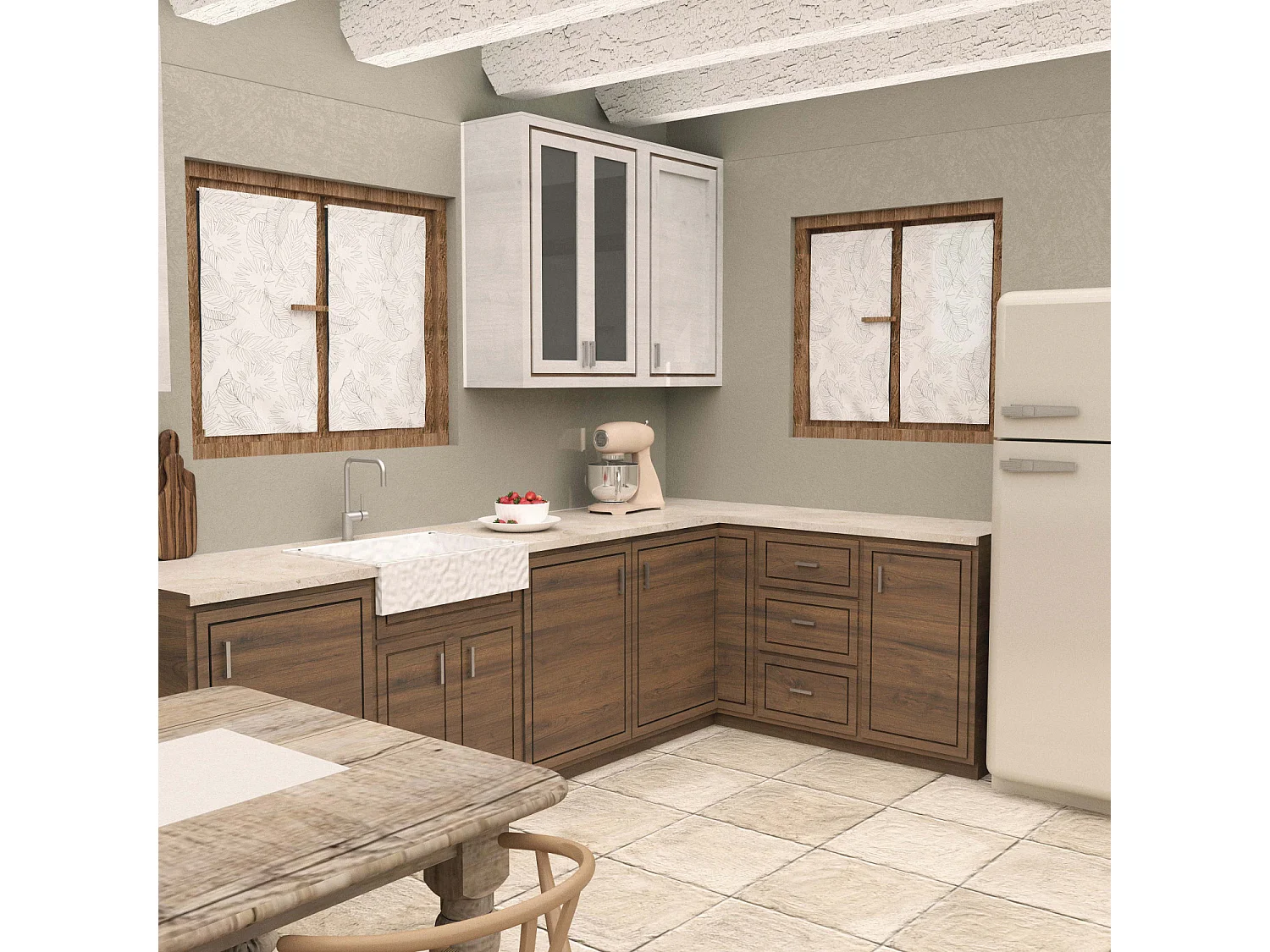 Paire de brise bise 60x90 cm CELIA kaki, par Soleil d'Ocre