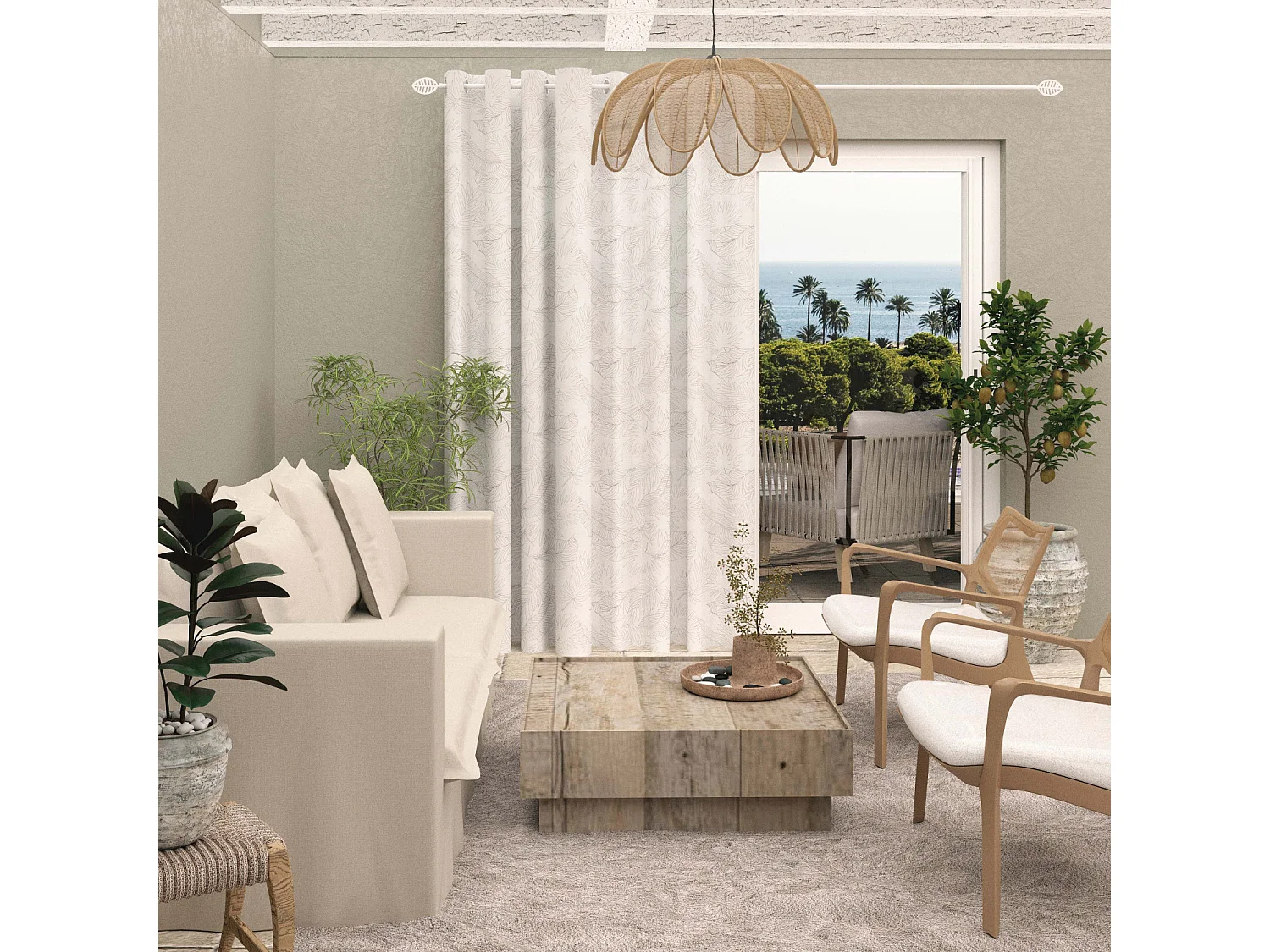 Cortina con ojales especial para ventanal 280x250 cm CELIA taupe, de Soleil d'Ocre