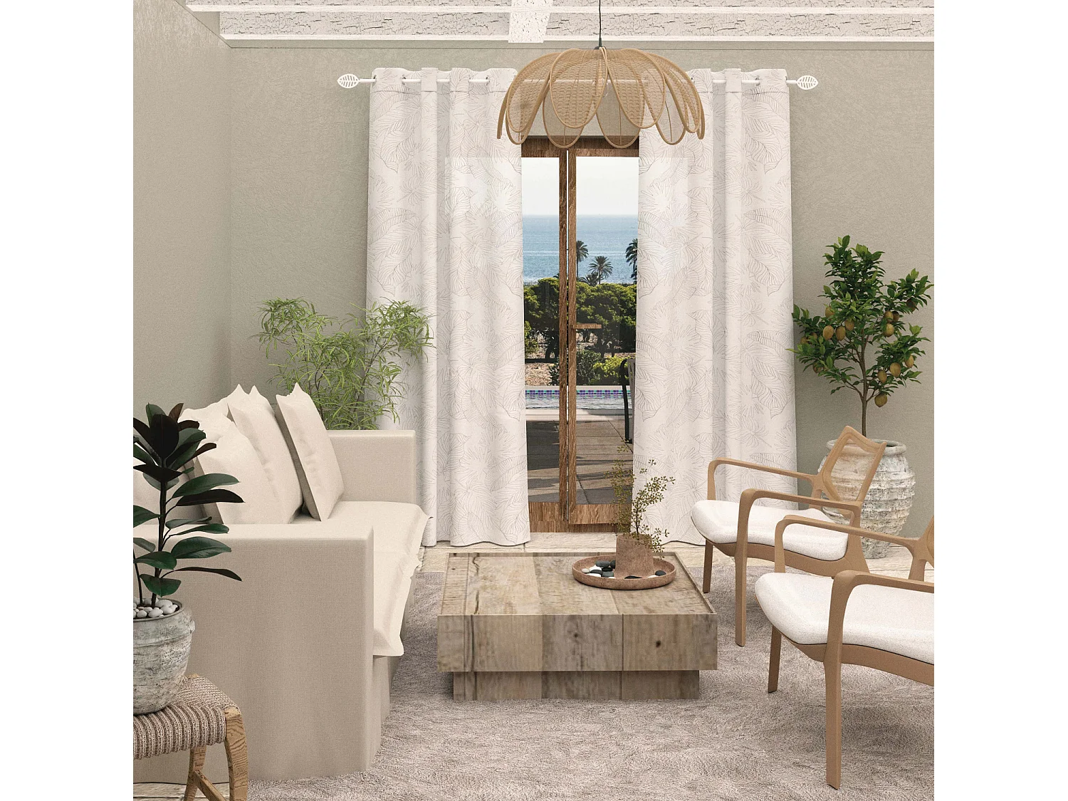 Voile à oeillets 135x250 cm CELIA taupe, par Soleil d'Ocre