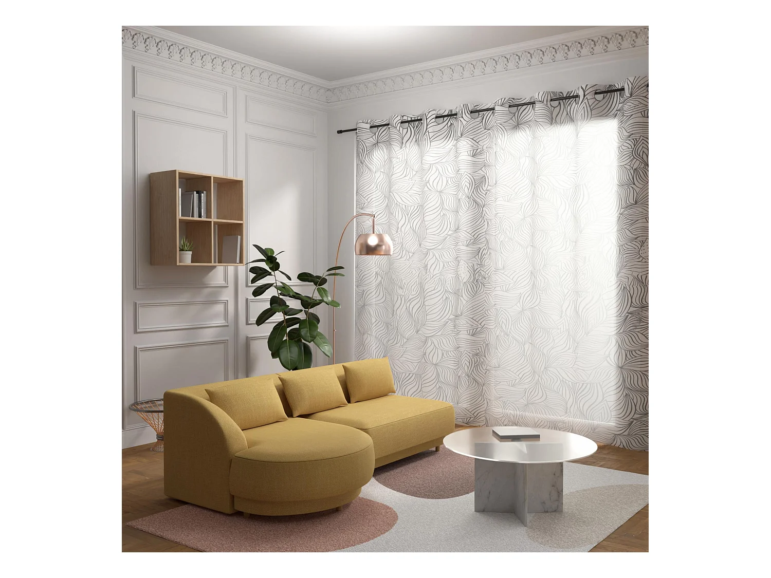 Visillo con ojales especial para ventanal 280x250 cm LOUANE, de Soleil d'Ocre