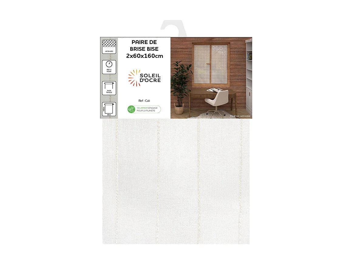 Par de visillos 60x160 cm CALI, por Soleil d'Ocre