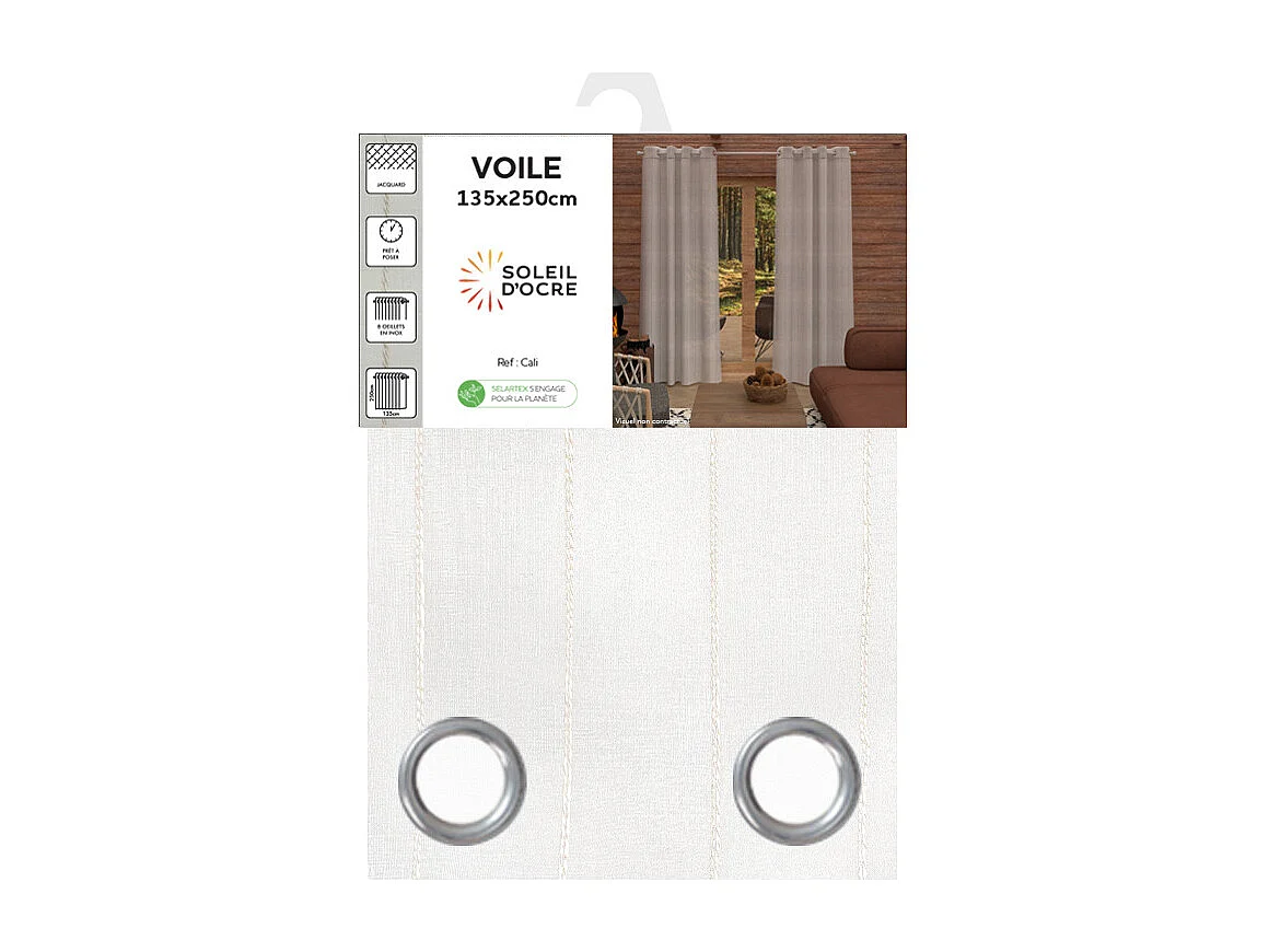 Voile à oeillets 135x250 cm CALI, par Soleil d'Ocre