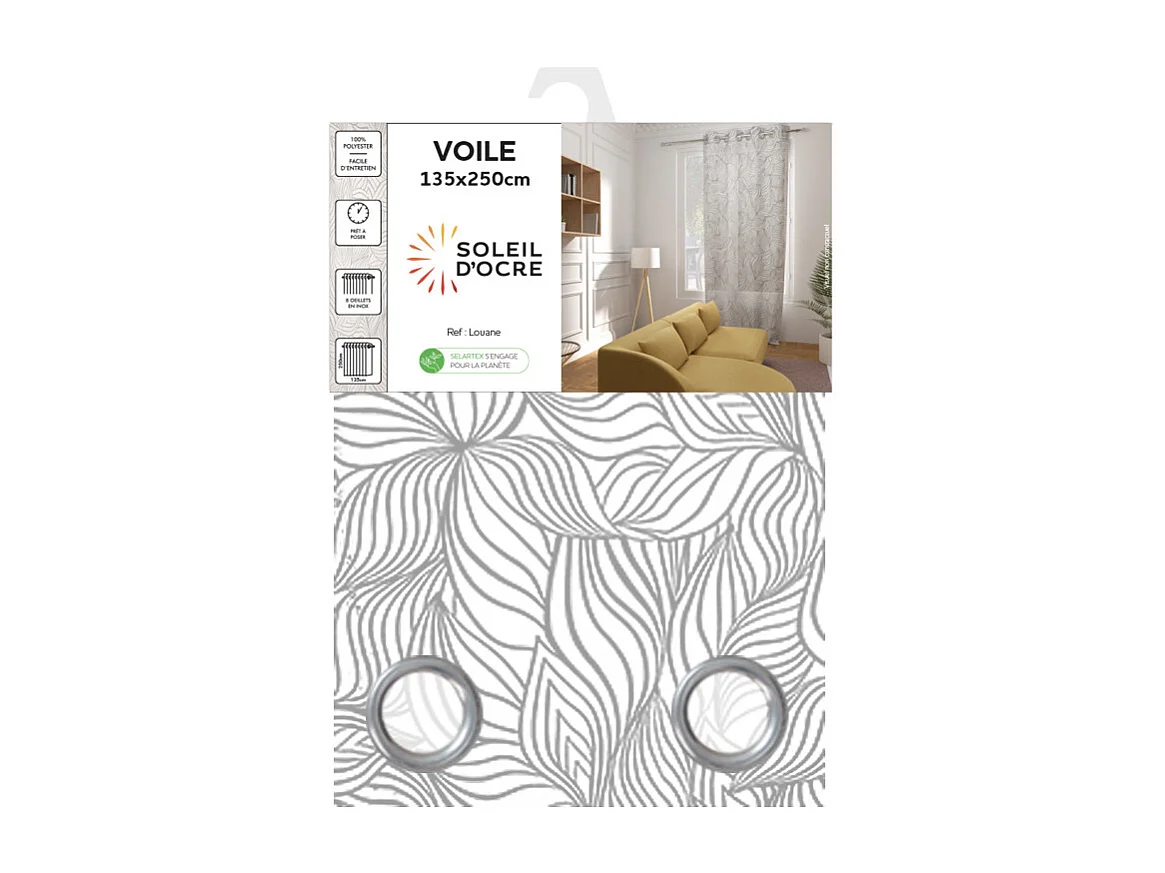 Visillo con ojales 135x250 cm LOUANE, por Soleil d'Ocre