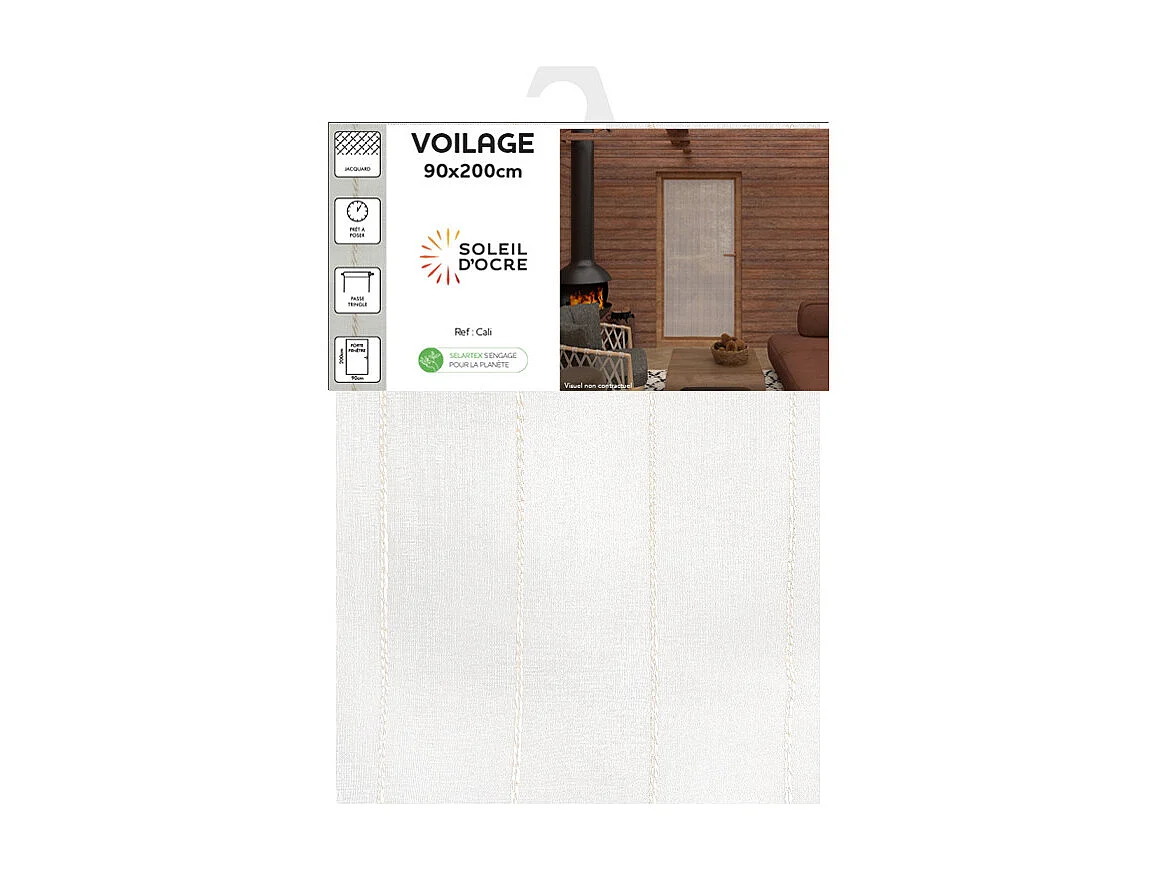 Visillo para puerta ventana 90x200 cm CALI, por Soleil d'Ocre