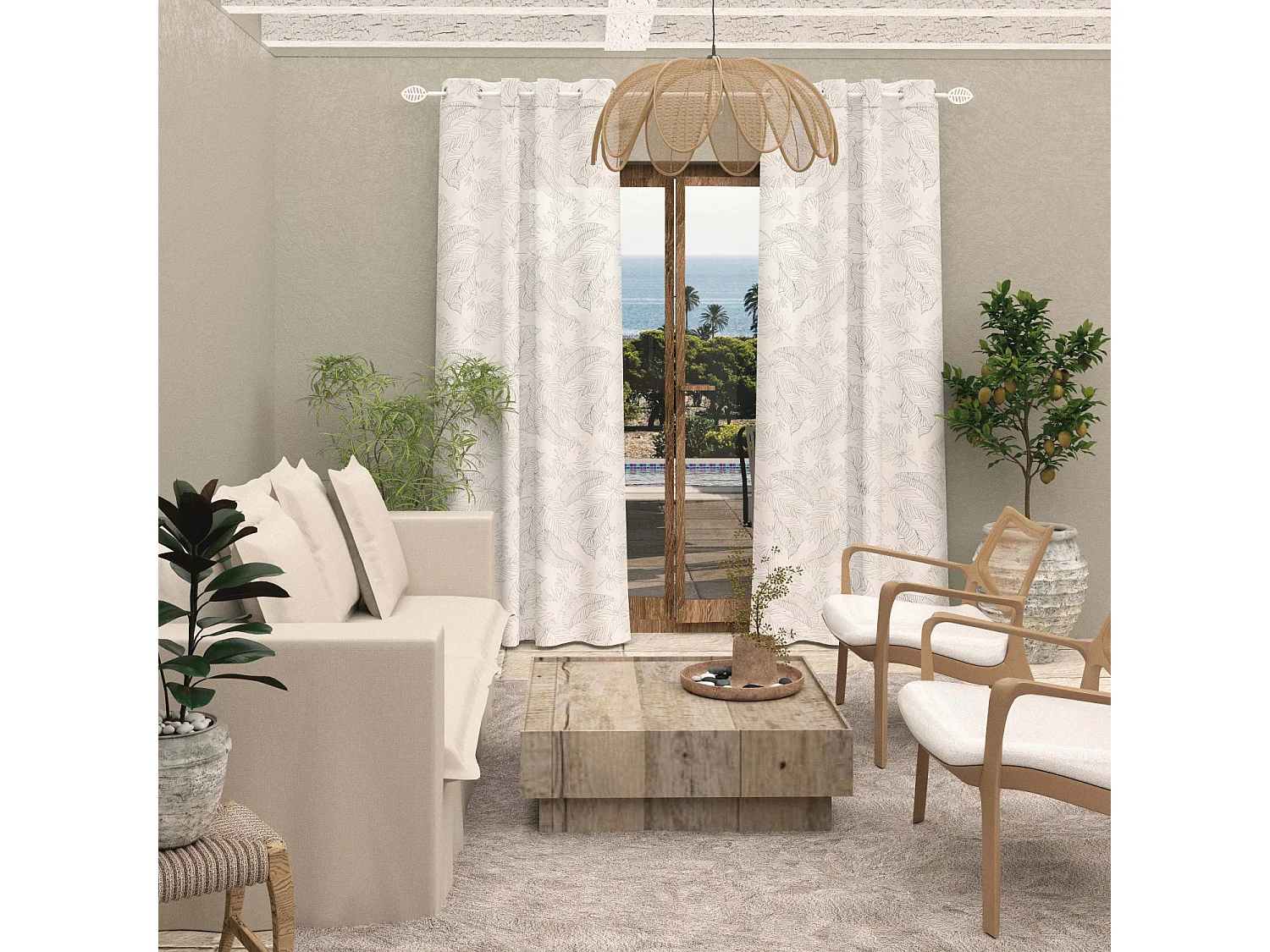 Voile à oeillets 135x250 cm CELIA kaki, par Soleil d'Ocre