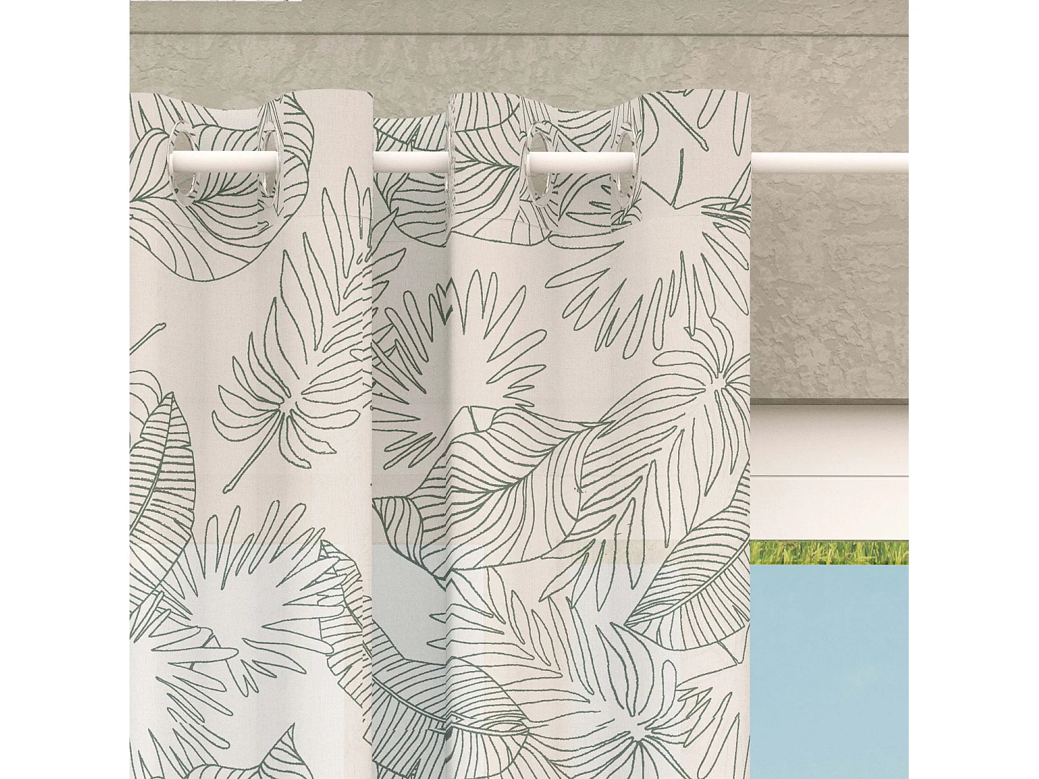 Voile à oeillets 135x250 cm CELIA kaki, par Soleil d'Ocre