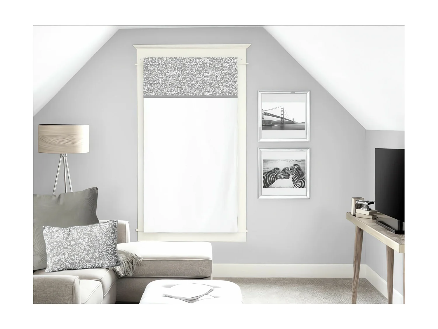 Visillo para ventana algodón puro 60x120 cm VINTAGE gris