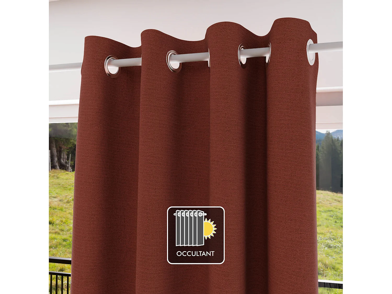 Cortina con ojales 100% blackout 135x180 cm ECLIPSE ladrillo, por Soleil d'Ocre